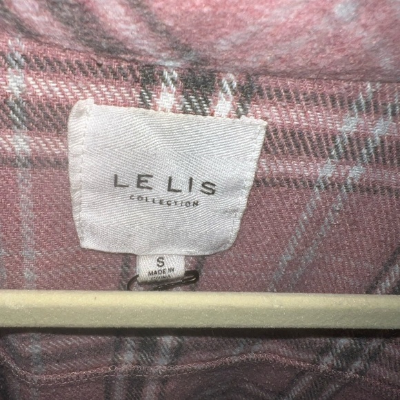 PINK PLAID FLANNEL OVERSIZED SHACKET JACKET SMALL BUTTON UP LIKE NEW - Picture 4 of 8